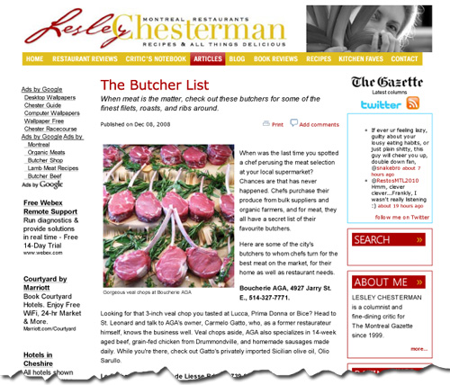 Chesterman's Butcher List